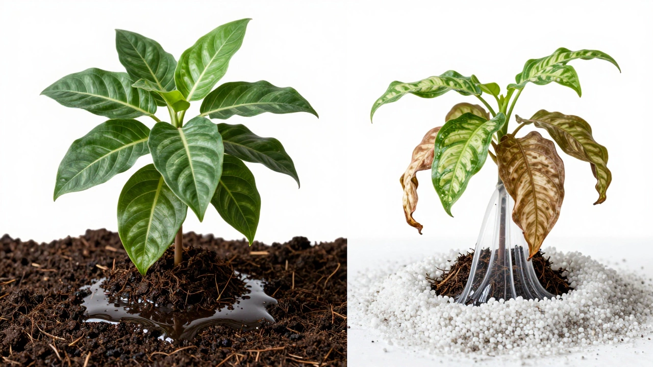 Wilted plant in perlite vs healthy plant in moist soil