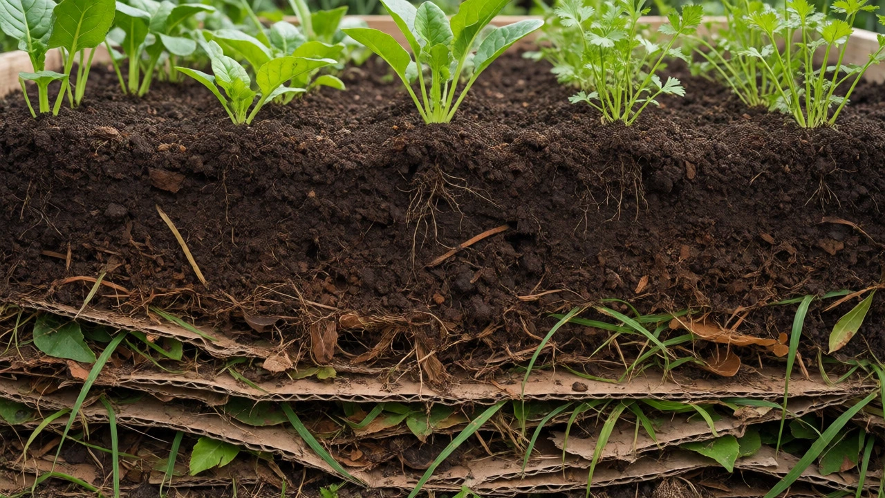 Cross-section of decomposed organic layers supporting plant roots